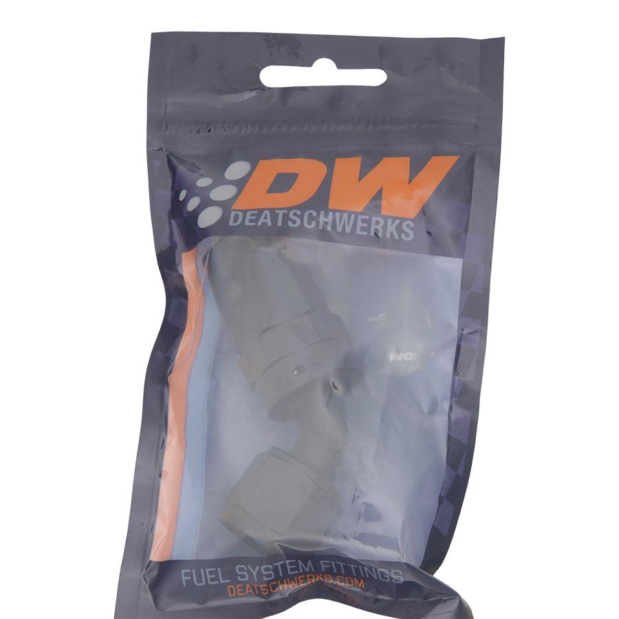 DeatschWerks 6 AN Female Flare Swivel 60-Degree Hose End CPE, Anodized Matte Black - 6-02-0819-B