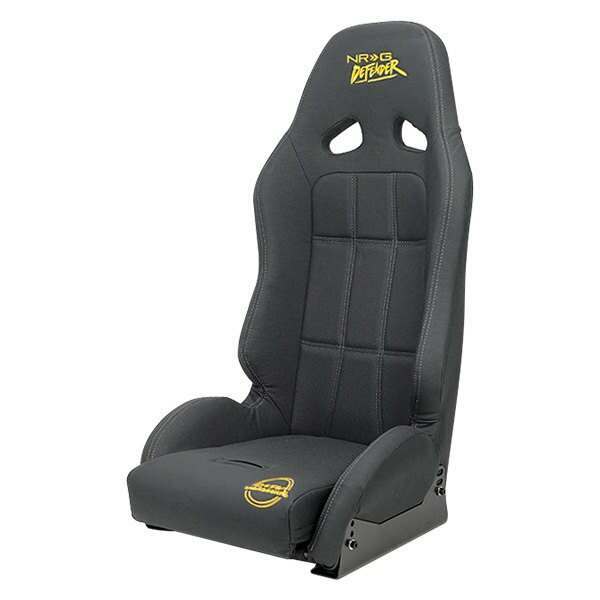 NRG Defender water resistant steel frame suspension seats Black with Black trim w/ Yellow Embroidery Defender logo - DF-100BK-S