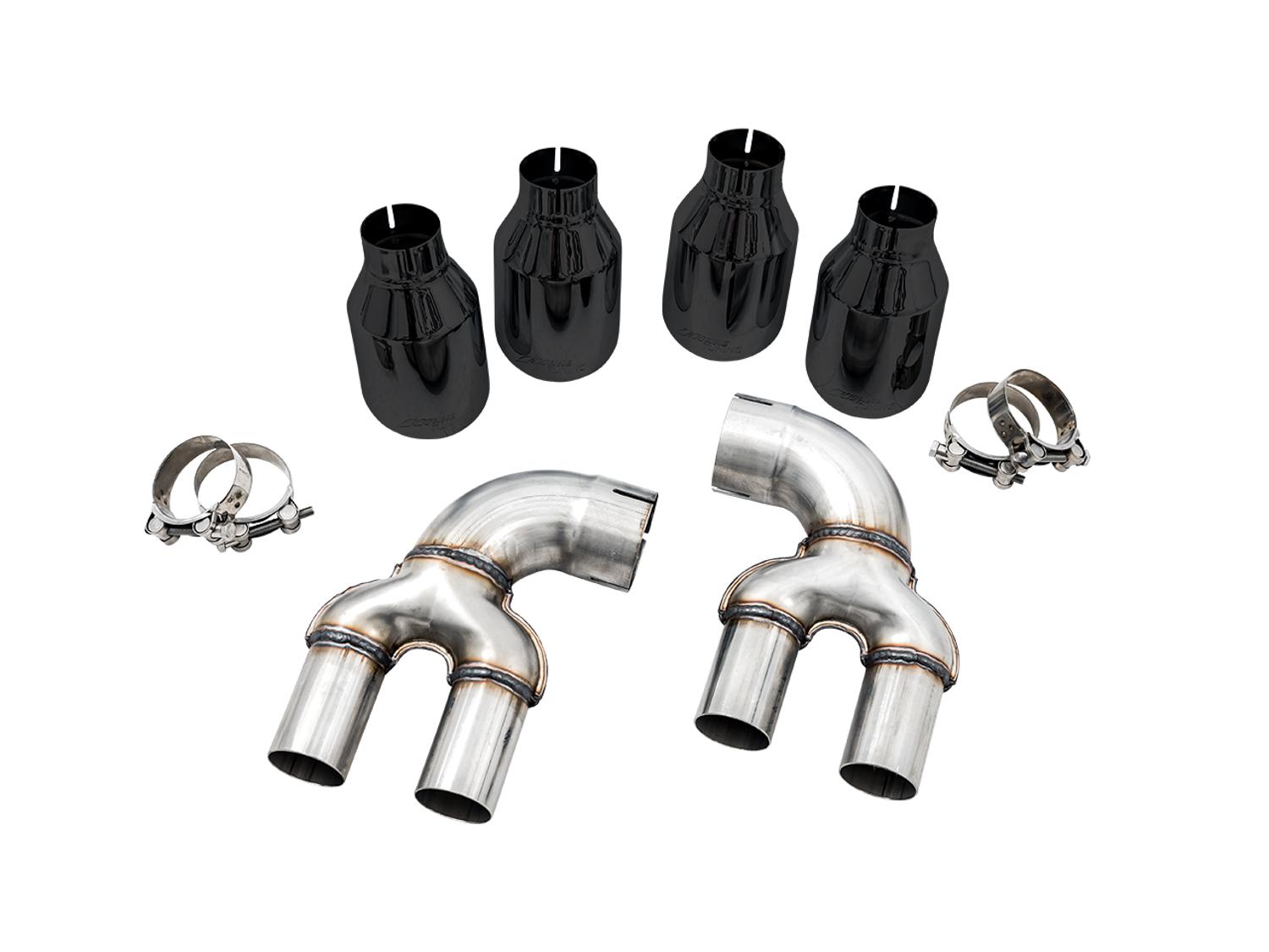 AWE OE-Config-To-Quad Tip Conversion Kit for G20 M340i - Diamond Black Tips (2019+ 3 Series) - 3810-43020