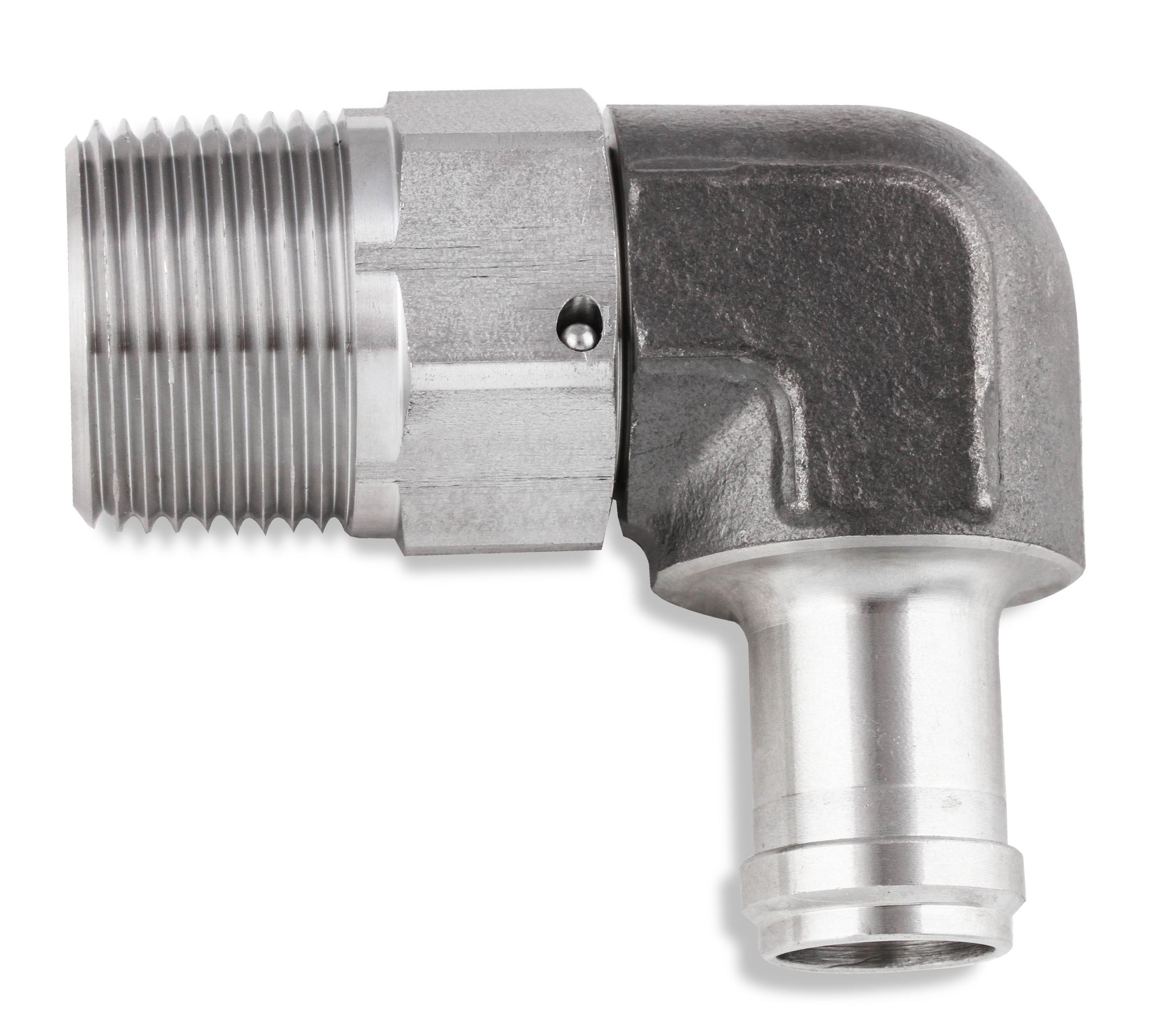 Earls Stainless Steel 90 Deg. Npt Swivel Hose End - Fitting Size: 5/8 In. Male Npt Swivel To 1/2 In. Hose Barb - SS988410ERL