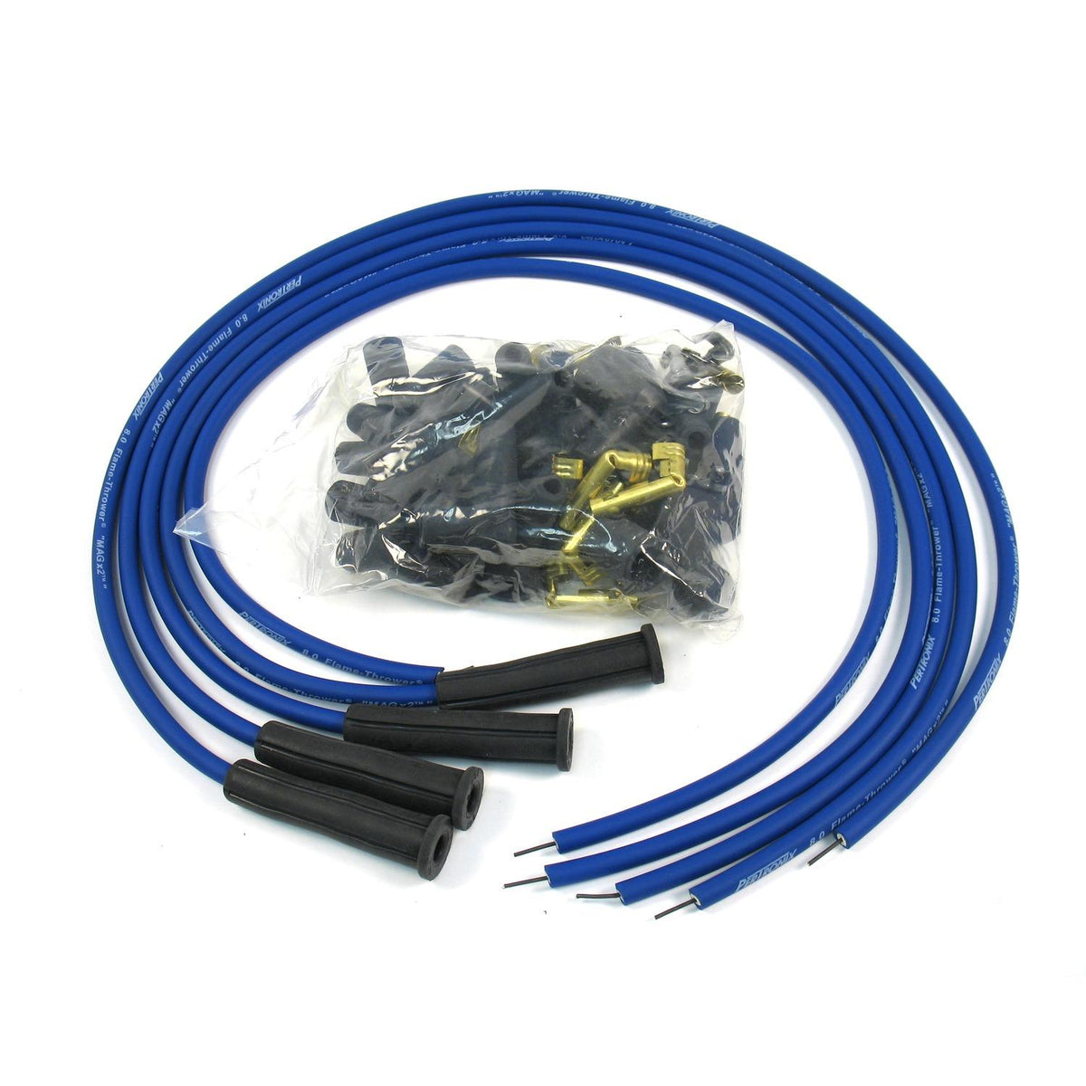 Pertronix 804380 Flame-Thrower Spark Plug Wires 4 Cyl 8Mm Universal 180 Degree Blue - 804380
