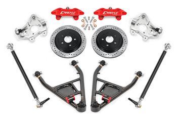 BMR Fabrication 15" Conversion Kit, Drilled Slotted Rotors, Red Calipers Black Hammertone (2014-2019 C7 Corvette Base) - DRP573H