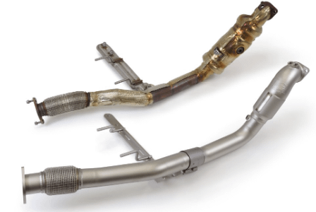 CP-E QKspl Cast Bellmouth Downpipes - High Flow Metallic Cat (2022-2025 Ford Bronco Raptor) - FDDP00035T