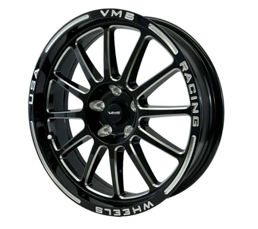 VMS Racing Black Hawk 18 x 5" Front Street Drag Race Wheel (2005-2014 Mustang w/o Brembos / 2015-2026 Mustang w/ Brembos) - VWBH014