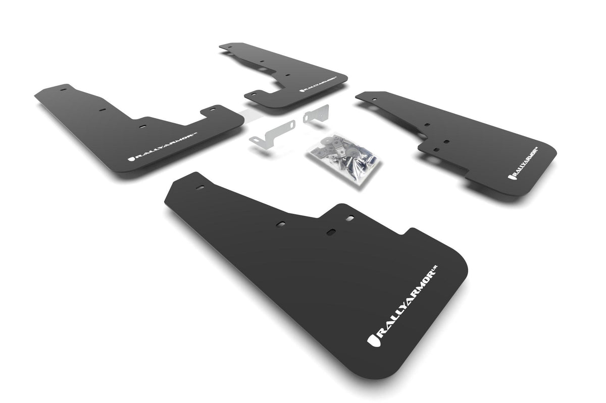 Rally Armor Black Mud Flap/White Logo (2016-2025 Durango) - MF55-UR-BLK/WH