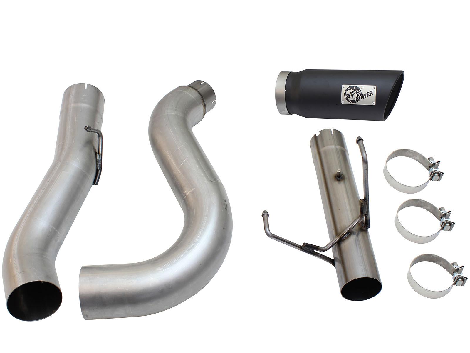AFE Large Bore-HD 5 IN 409 Stainless Steel DPF-Back Exhaust System w/Black Tip (2013-2018 2500, 3500) - 49-42051-1B