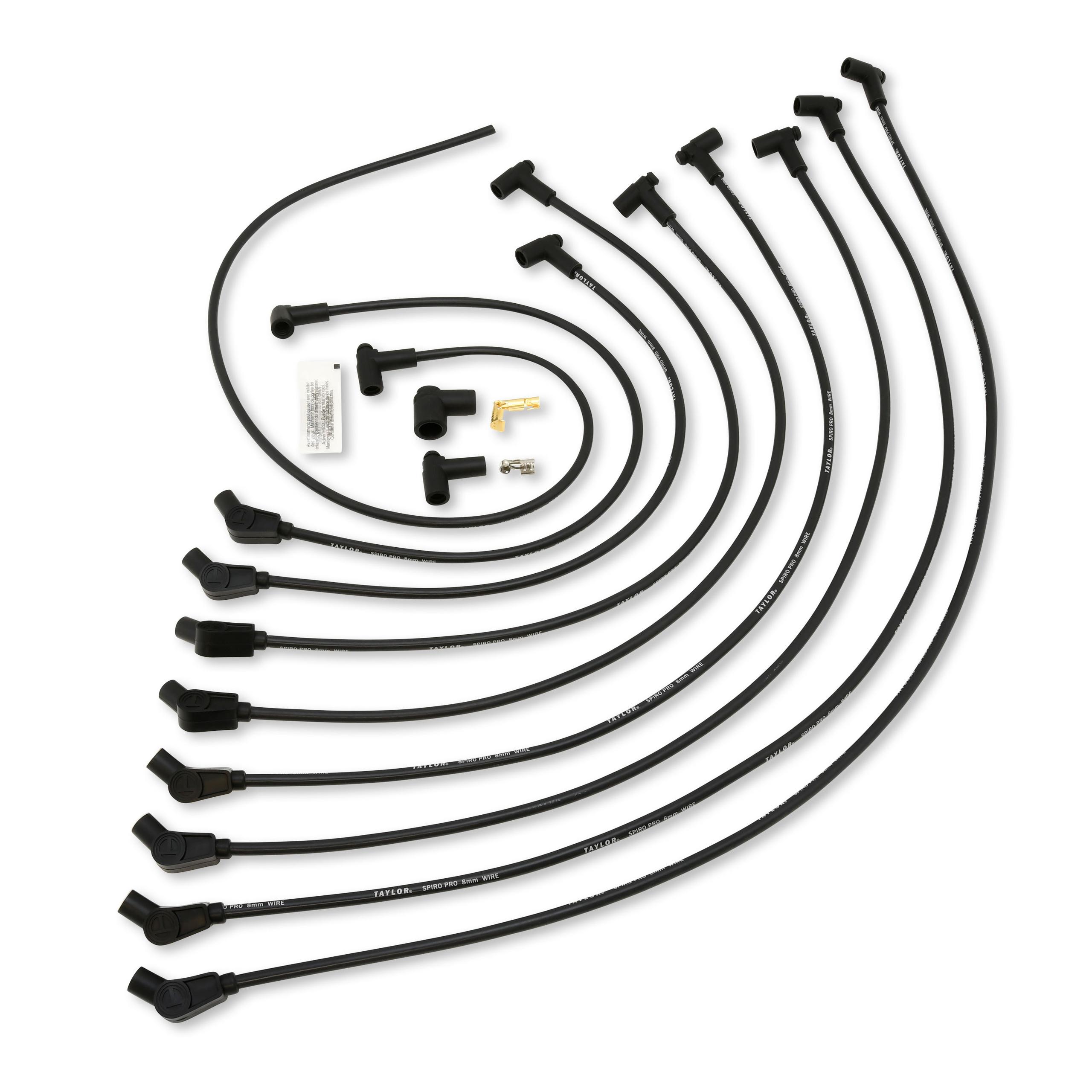TAYLOR CABLE 8mm race fit Spiro-Pro 8in 135 black Spark Plug Wires - 76045