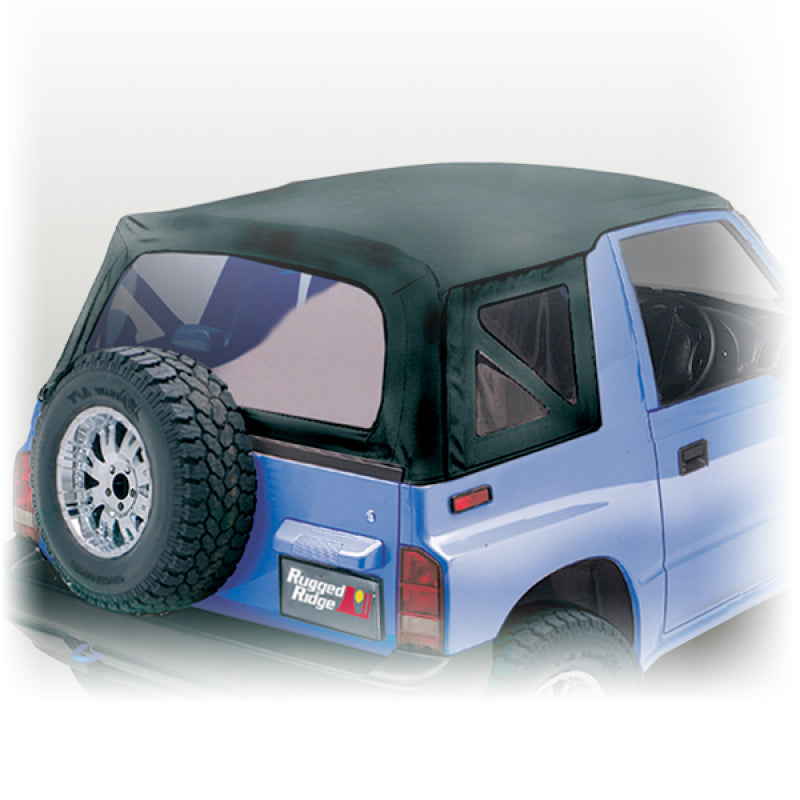 Rugged Ridge Soft Top Black Denim Clear Windows; 88-94 Suzuki Sidekicks - 53702.15