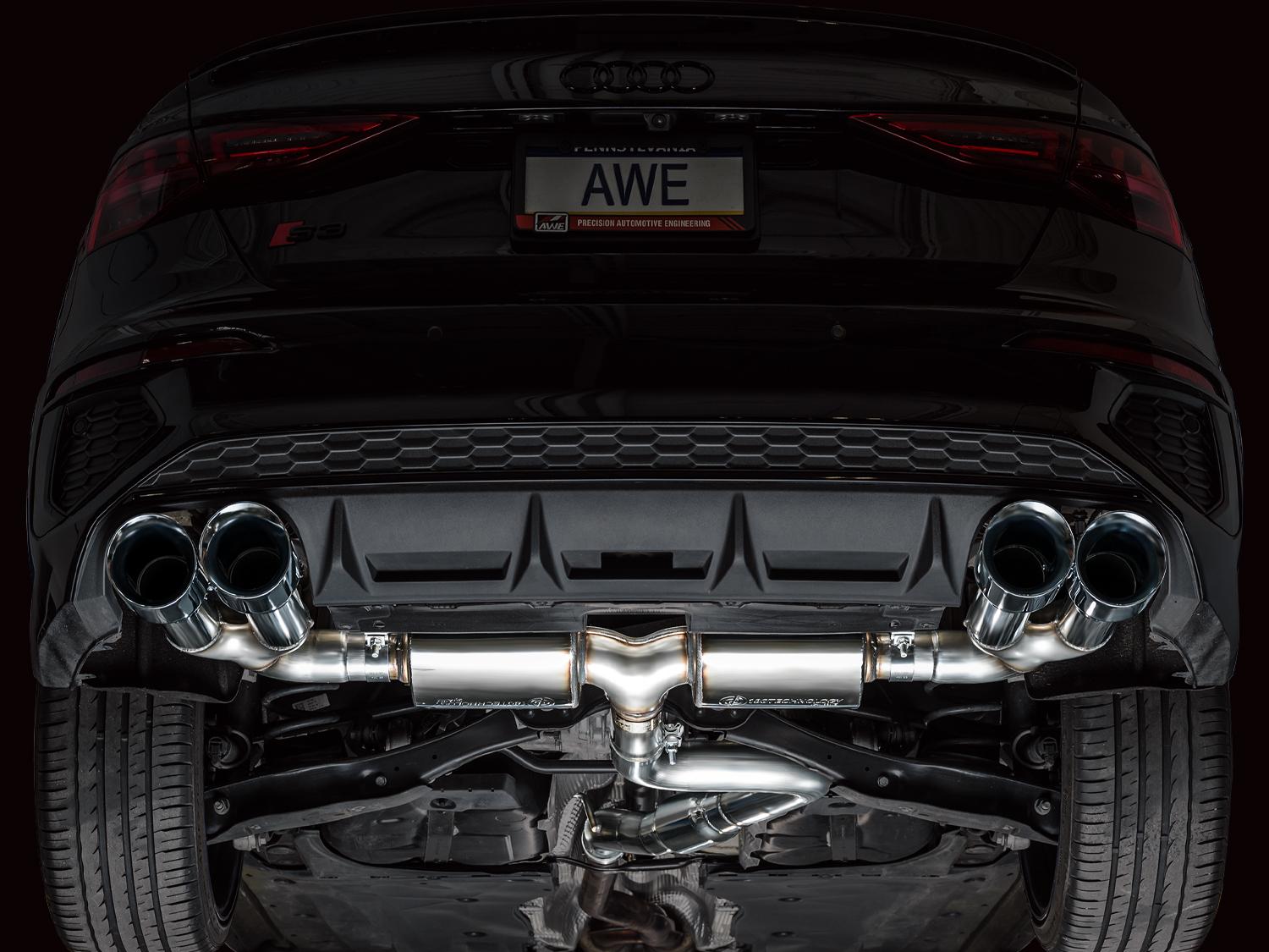 AWE Touring Edition Exhaust for Audi 8Y S3 - Chrome Silver Tips - 3015-42897