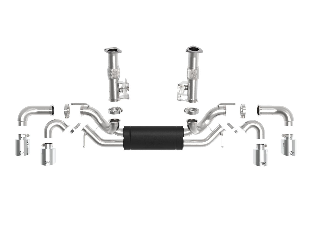 AFE MACH Force-Xp 304 Stainless Steel Cat-Back Exhaust w/ Muffler Polished (No NPP) (Chevrolet Corvette (C8) 2020 V8-6.2L) - 49-34127-P