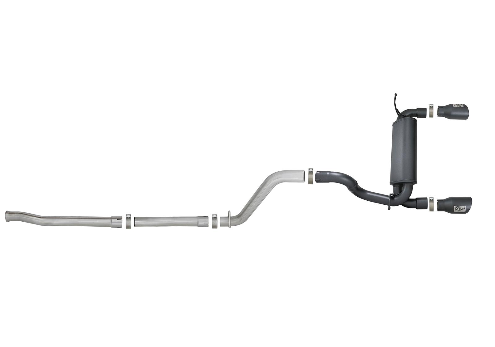 AFE MACH Force-Xp Cat-Back Exhaust w/ Dual Black Tip (2018-2021 Wrangler, Wrangler) - 49-48076-B