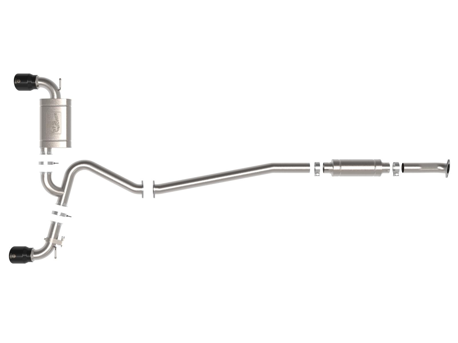 AFE Takeda 3 IN 304 Stainless Steel Cat-Back Exhaust w/ Black Tips Hyundai Kona N 22-23 L4-2.0L (t) (49-37033-B) - 49-37033-B