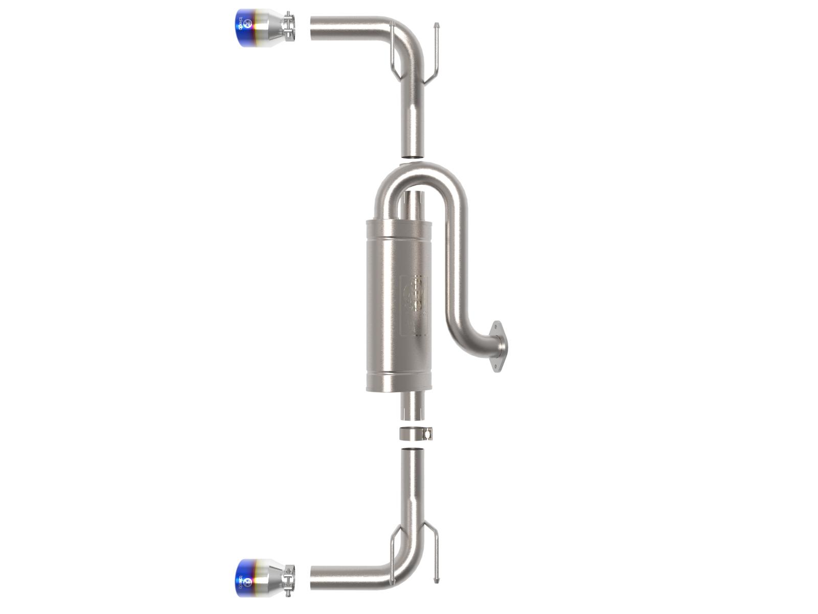 aFe Takeda 2.5" 304 Stainless Steel Axle-Back Exhaust System - Blue Flame Tip (2019-2022 Mazda 3 2.5L) - 49-37023-L