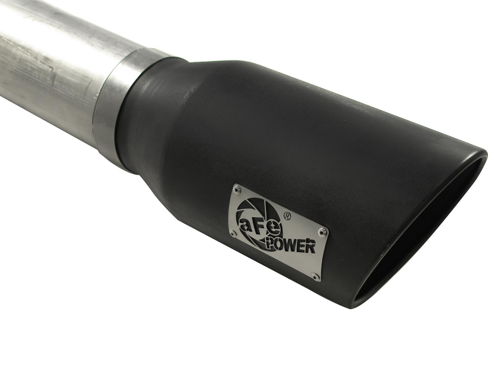 AFE Large Bore-HD 5 IN 409 Stainless Steel DPF-Back Exhaust System w/Black Tip (2007-2012 2500, 3500, Ram 2500, Ram 3500) - 49-42016-B