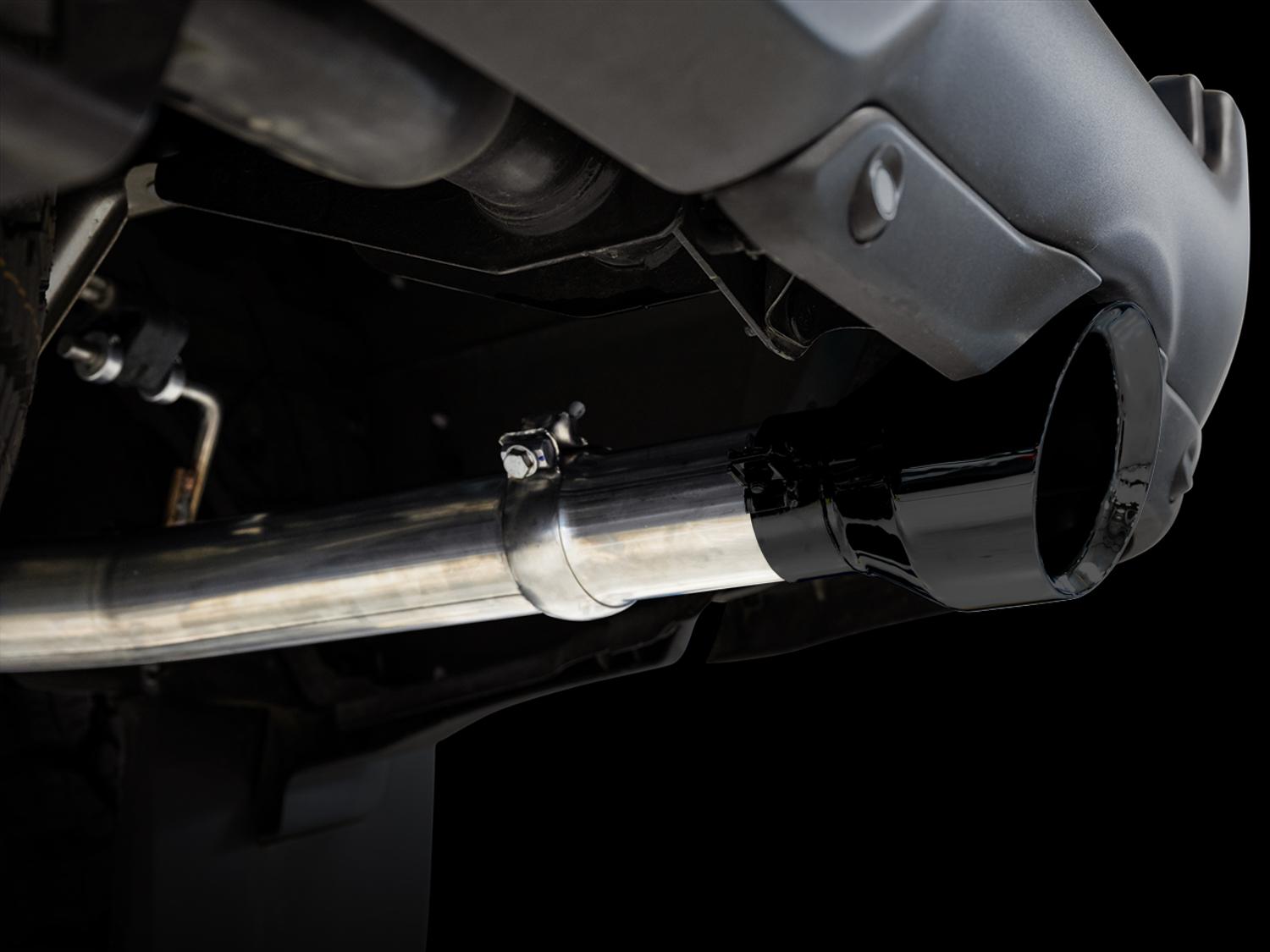 AWE 0FG Dual Rear Exit Catback for 5th Gen RAM 1500 5.7L (with bumper cutouts) - Diamond Black Tips - 3015-33006