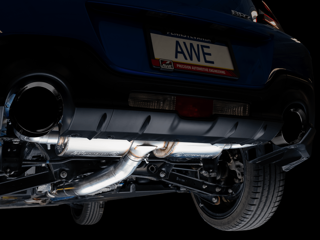 AWE Touring Edition Exhaust - Diamond Black Tips (2016-2023 Subaru BRZ / Toyota GR86 / Toyota 86) - 3015-33486