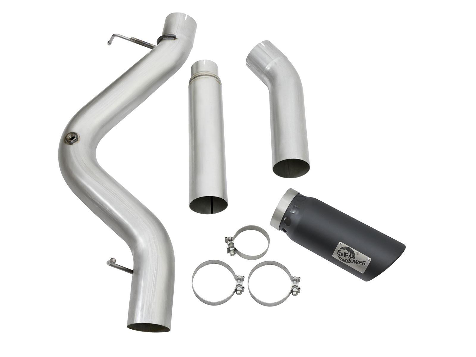 AFE Large Bore-HD 5 IN 409 Stainless Steel DPF-Back Exhaust System w/Black Tip - 49-44081-B
