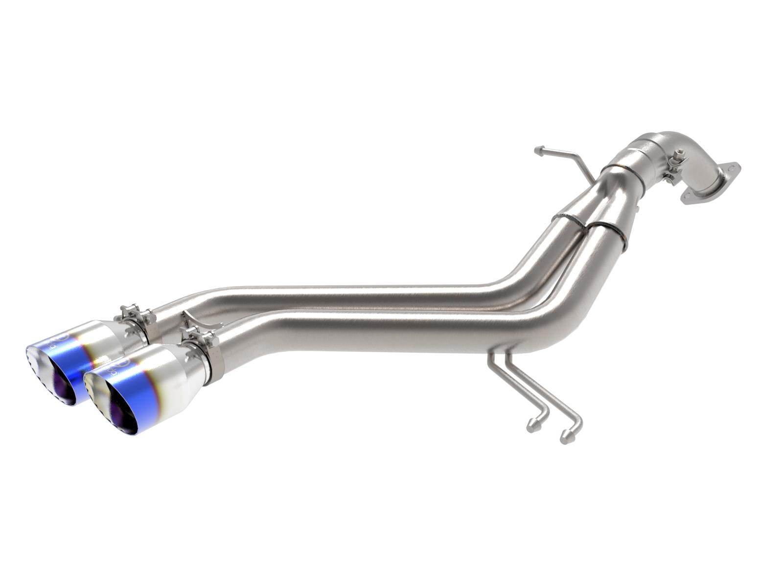 AFE Takeda 3 IN to 2-1/2 IN 304 Stainless Steel Axle-Back Exhaust w/ Blue Flame Tip (2013-2017 Veloster) - 49-37019-L