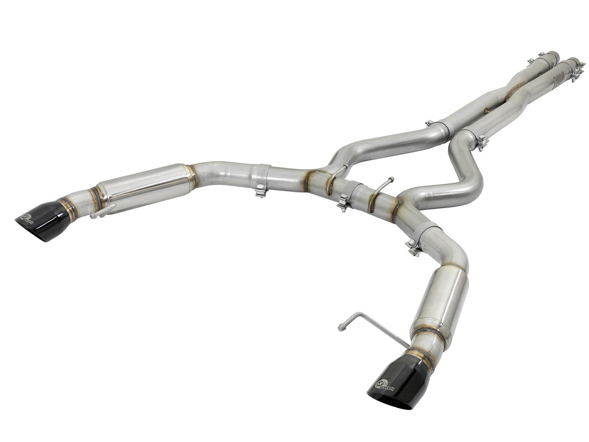 AFE MACH Force-Xp 304 Stainless Steel Cat-Back Exhaust System w/ Muffler Black Tip (2015-2017 Mustang GT) - 49-33088-B