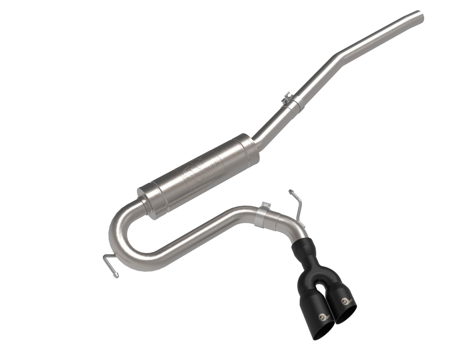 AFE Rebel Series 2-1/2 IN 304 Stainless Steel Cat-Back Exhaust System w/ Black Tip Ford Maverick 22-23 L4-2.0L (t) - 49-33144-B