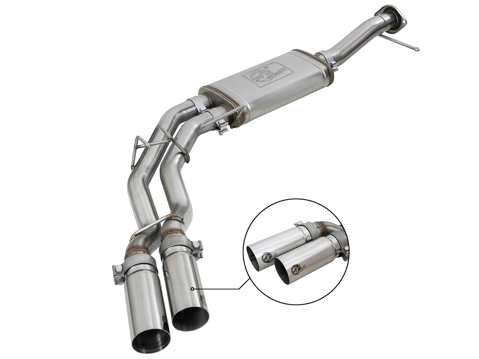 AFE Rebel Series 3 IN to 2-1/2 IN 409 Stainless Steel Cat-Back Exhaust w/ Polish Tip (2011-2014 F-150) - 49-43078-P