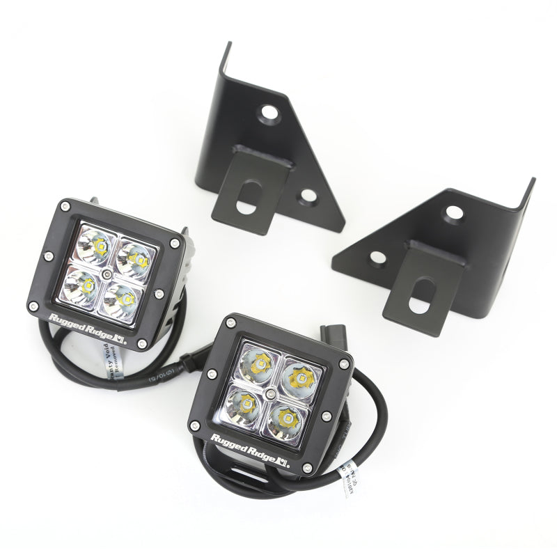 Rugged Ridge Light Kit Windshield Mounted Square Black; 76-95 Jeep Cj/Yj - 11027.12