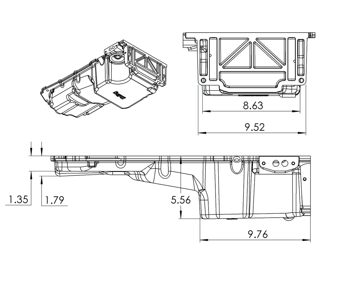 Holley 302-20 Oil Pan, Lt Retrofit, As Cast