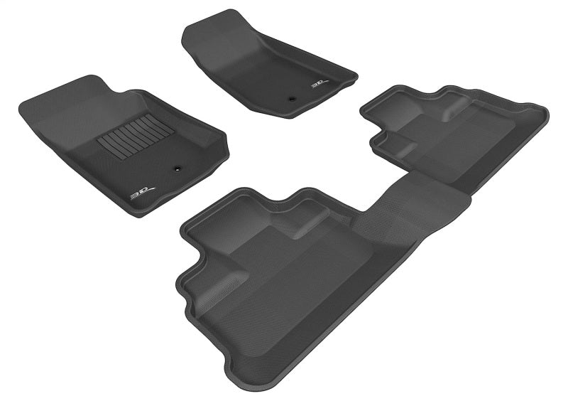 3D MAXpider 2007-2013 Jeep Wrangler JK Unlimited Kagu 1st & 2nd Row Floormats - Black