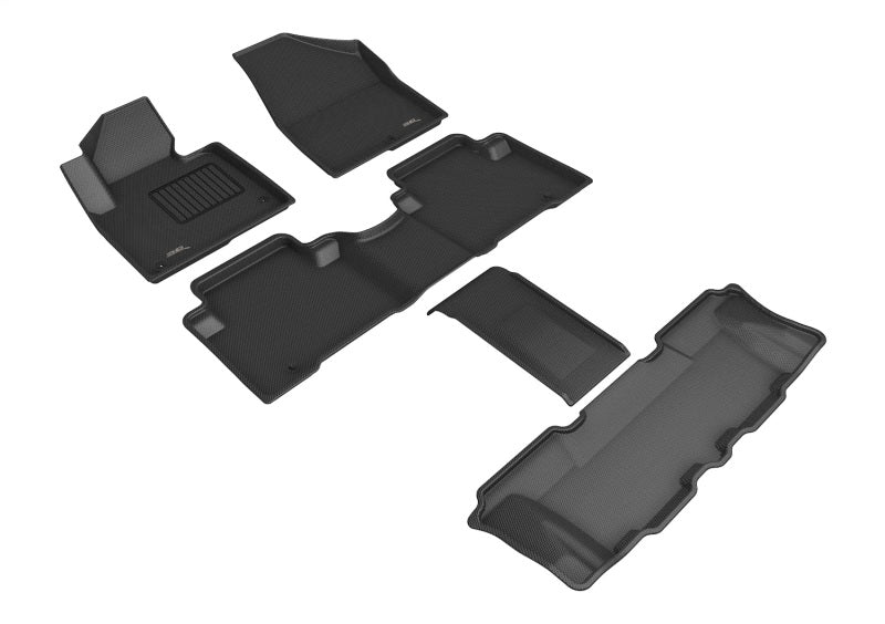 3D MAXpider 2013-2019 Hyundai Santa Fe/Santa Fe Xl Kagu 1st & 2nd & 3rd Row Floormats - Black