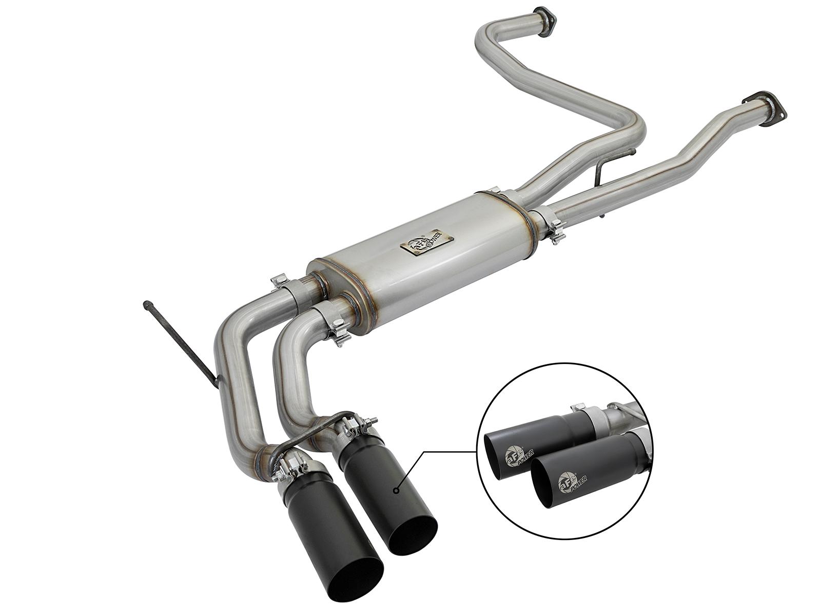 AFE Rebel Series 3 IN 409 Stainless Steel Cat-Back Exhaust System w/Black Tips (2004-2015 Titan, Titan, Titan, Titan, Titan) - 49-46124-B
