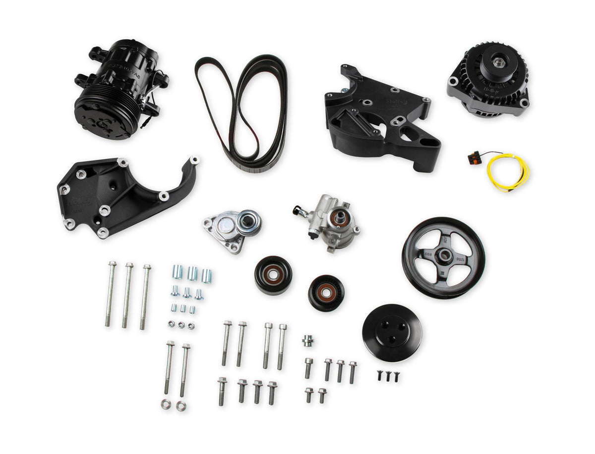 Holley LS/LT Complete Accessory Drive Kit- Black Finish.  - 20-138BK
