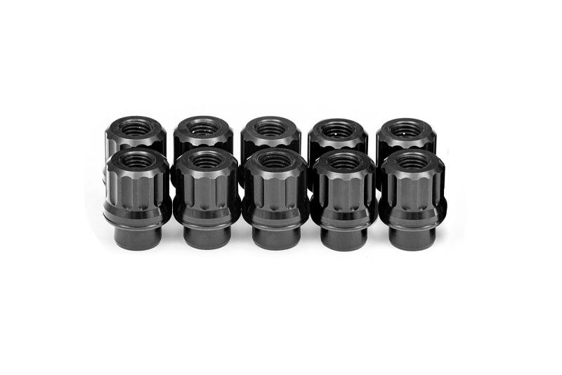BMR Fabrication Lug nut kit, 12mm x 1.50 RH, shank, 12-pt, alum, set of 10 Black Anodized (1997-2004 C5 Corvette Base) - LNK022
