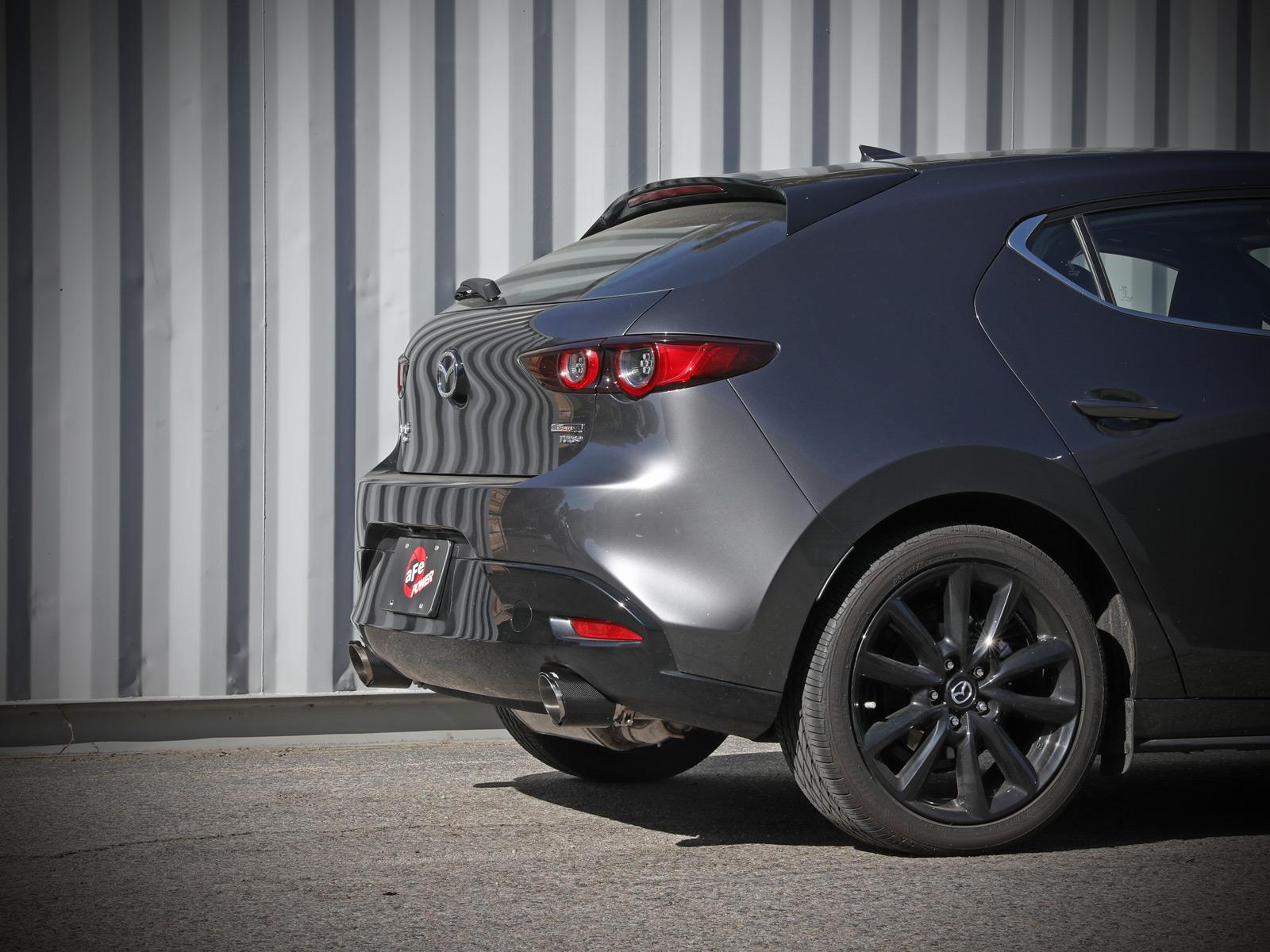 AFE Takeda 3 IN to 2-1/2 IN 304 Stainless Steel Axle-Back Exhaust Carbon Fiber Tip Mazda 3 19-22 L4-2.5L/2.5L (t) - 49-37023-C