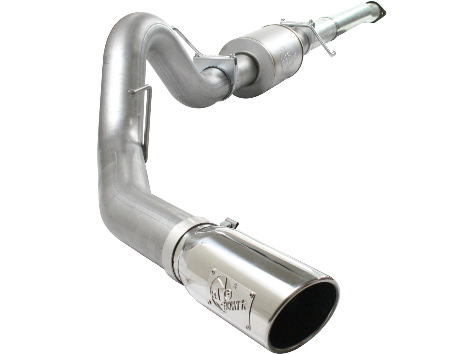 AFE ATLAS 4 IN Aluminized Steel Cat-Back Exhaust System w/ Muffler & Polished Tip (2011-2014 F-150) - 49-03041-P