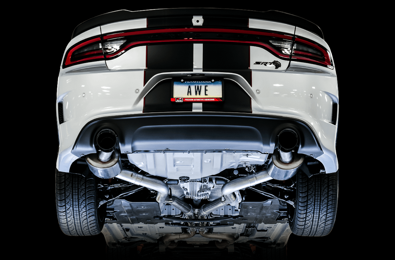 AWE 3020-33070 AWE Touring Edition Exhaust, Non-Resonated, Black Tips (2015-2020 Dodge Charger 6.4L / 6.2L SC)