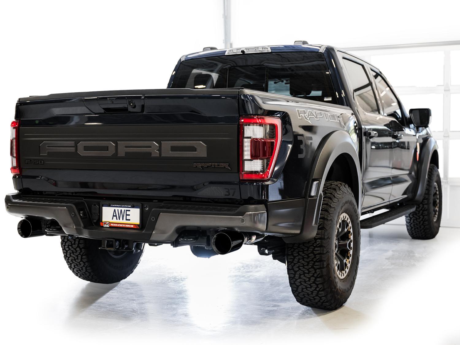 AWE SwitchPath Exhaust - Diamond Black Tips (2021-2023 F-150 Raptor 3.5L) - 3025-33356