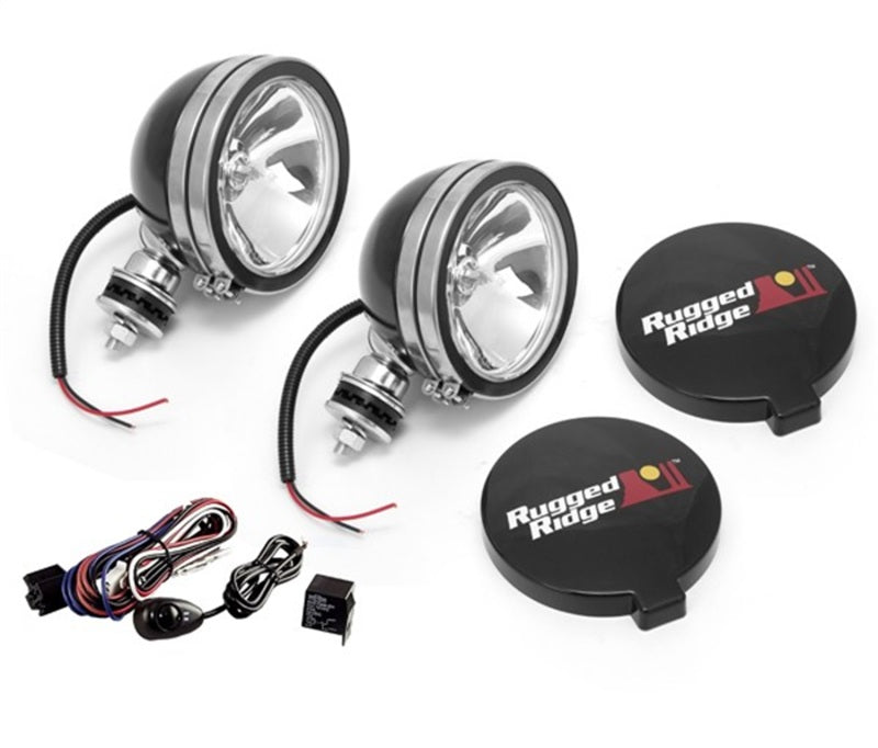 Rugged Ridge Light Kit Halogen 6 Inch Black Steel Housing 2 Piece - 15207.51