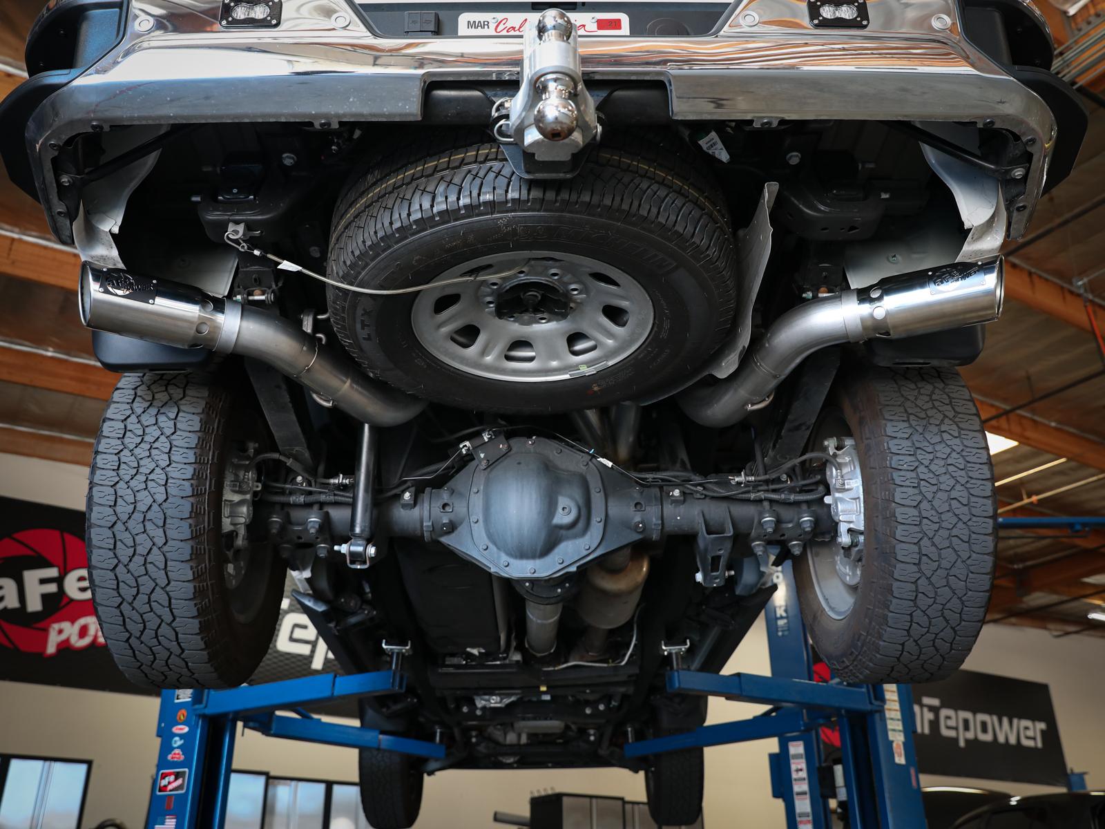AFE Large Bore-HD 4 IN 409 Stainless Steel DPF-Back Exhaust System w/Polished Tip (GM Diesel Trucks 2020 V8-6.6L (td) L5P) - 49-44126-P