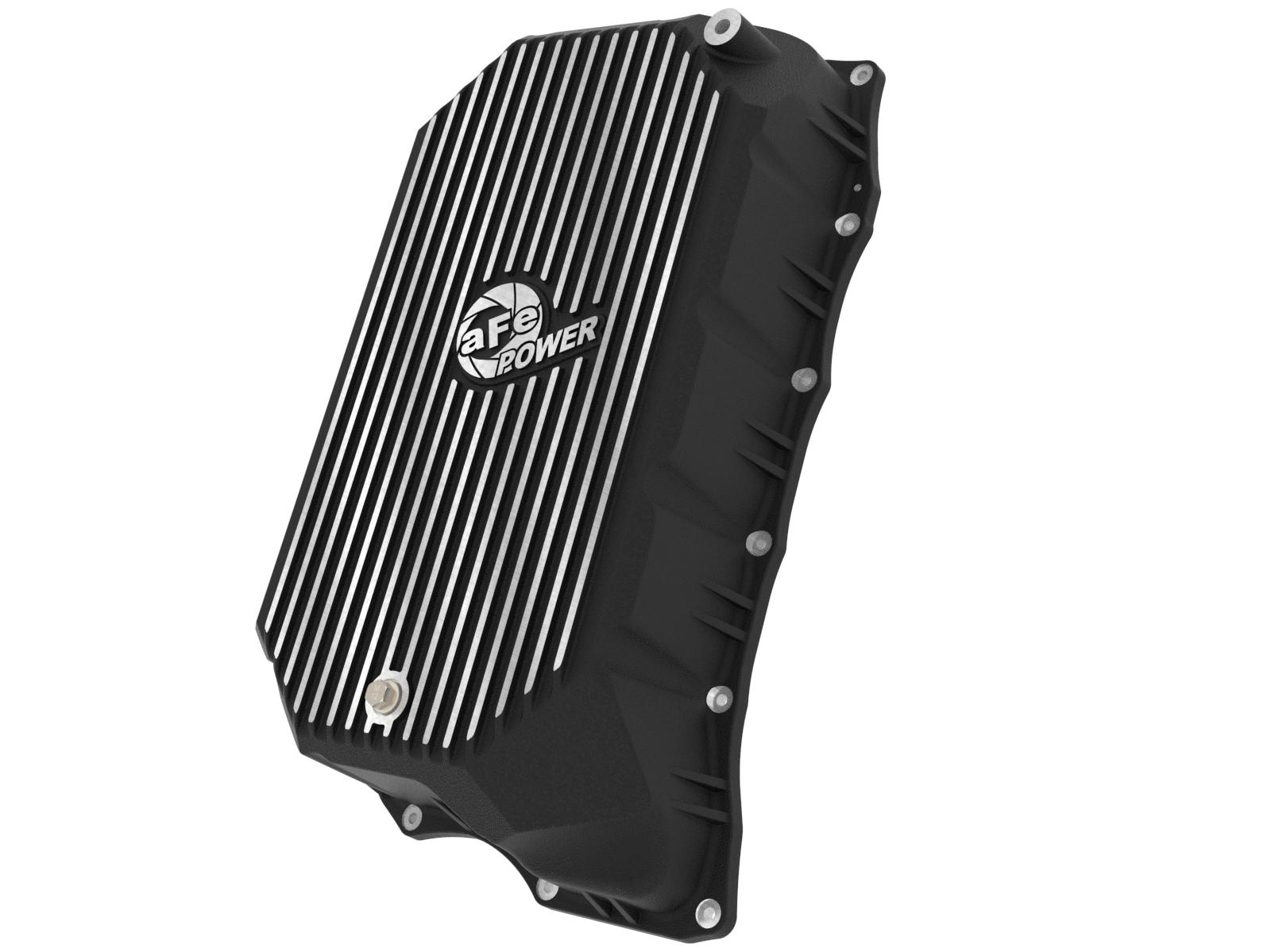 AFE Pro Series Transmission Pan Black w/ Machined Fins (2020-2025 Chevrolet, GMC Fitments) - 46-71380B