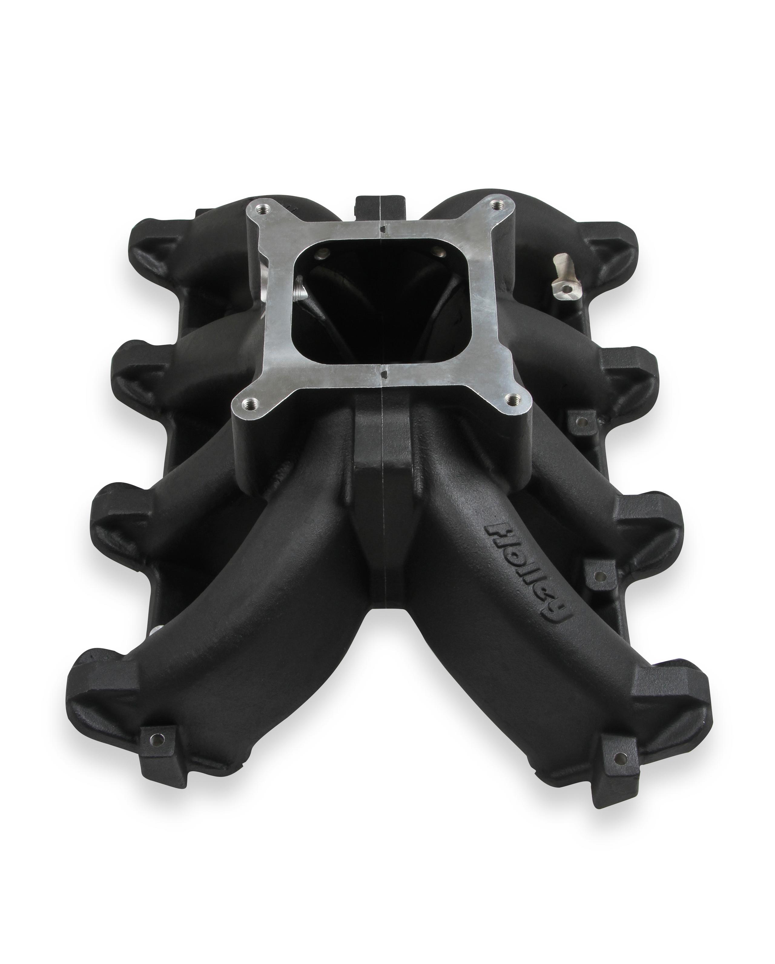 Holley Single Plane Split-Design Race Intake Manifold- GM LS1/LS2/LS6- Black.  - 300-256BK