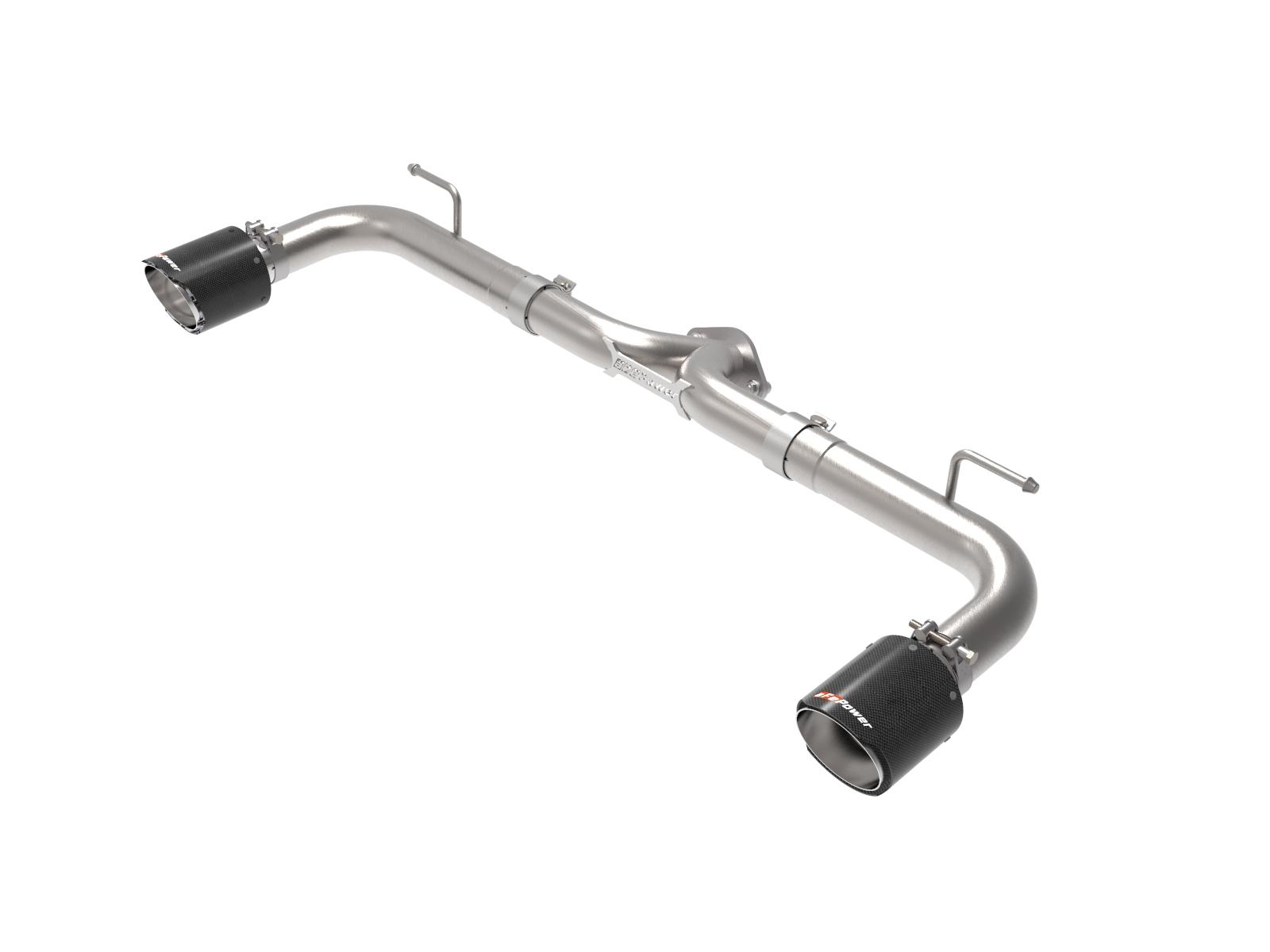 AFE Takeda 2-1/2 IN 304 Stainless Steel Axle-Back Exhaust System w/ Carbon Fiber Tip (Mazda 3 14-18 L4-2.0/2.5L) - 49-37014-C