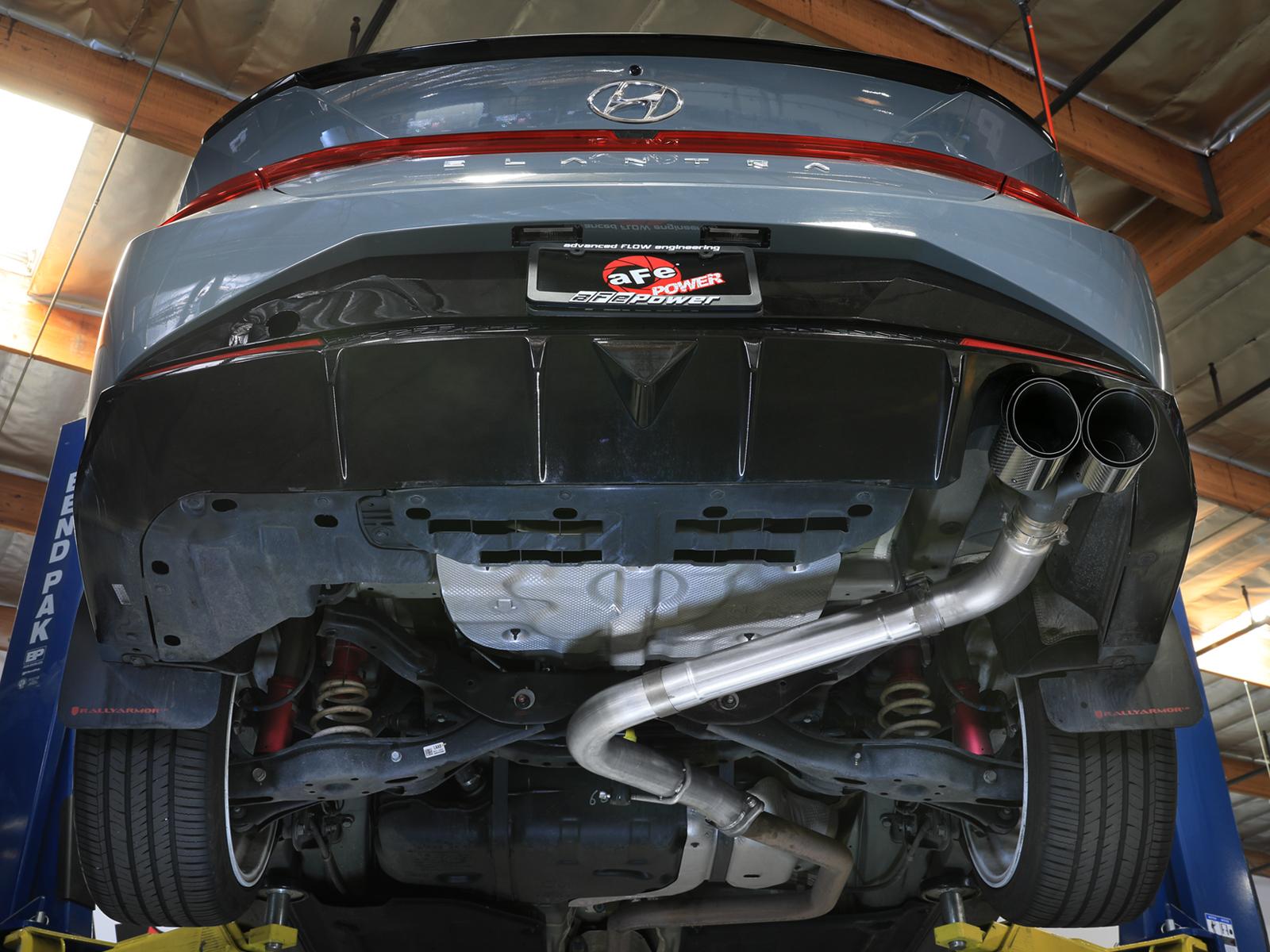 AFE Takeda 3 IN 304 Stainless Steel Axle-Back Exhaust w/ Carbon Tips (2021-2025 Elantra N Line) - 49-37045-C