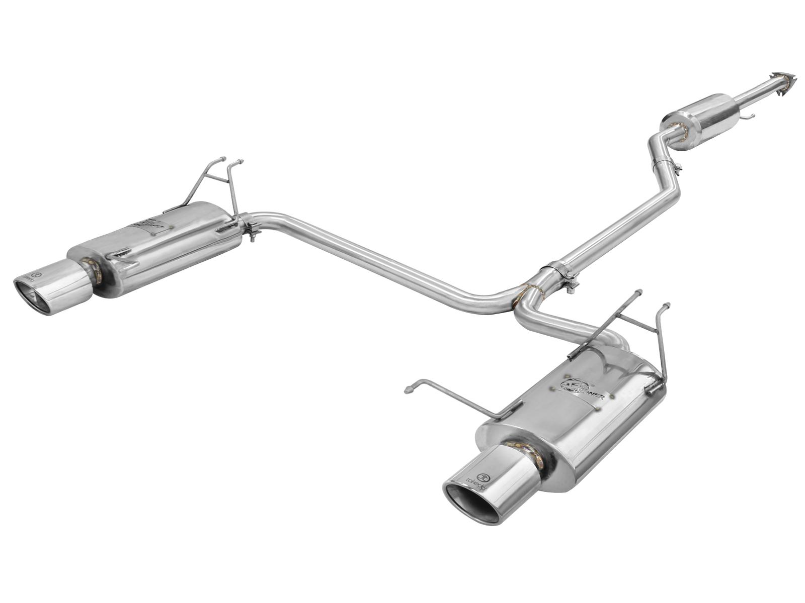 AFE Takeda 2-1/4 IN to 2 IN 304 Stainless Steel Cat-Back Exhaust w/Polished Tips (2008-2012 Accord) - 49-36612
