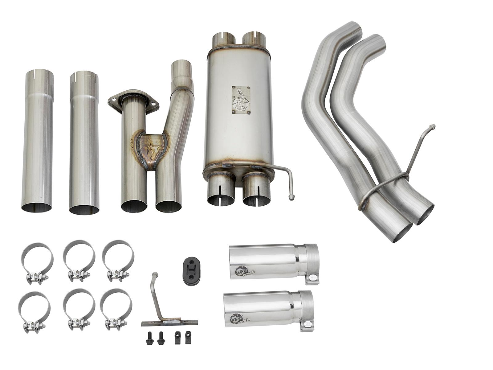 AFE Rebel Series 3 IN 409 Stainless Steel Cat-Back Exhaust System w/Polished Tip (2017-2020 F-150) - 49-43091-P