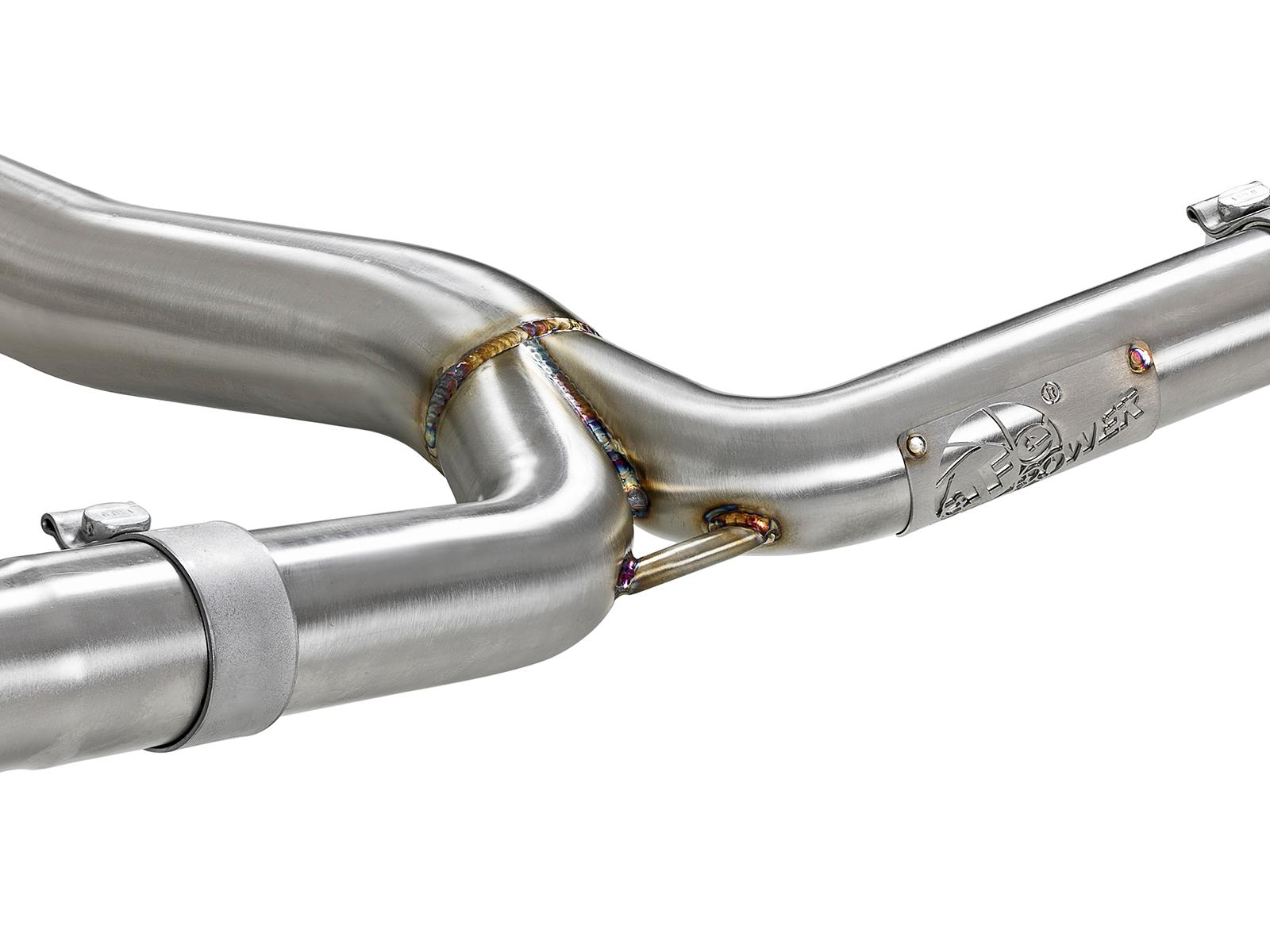 AFE Takeda 3 IN to 2-1/4 IN 304 Stainless Steel Cat-Back Exhaust w/ Polished Tip (2015-2020 WRX, WRX STI) - 49-36801-P