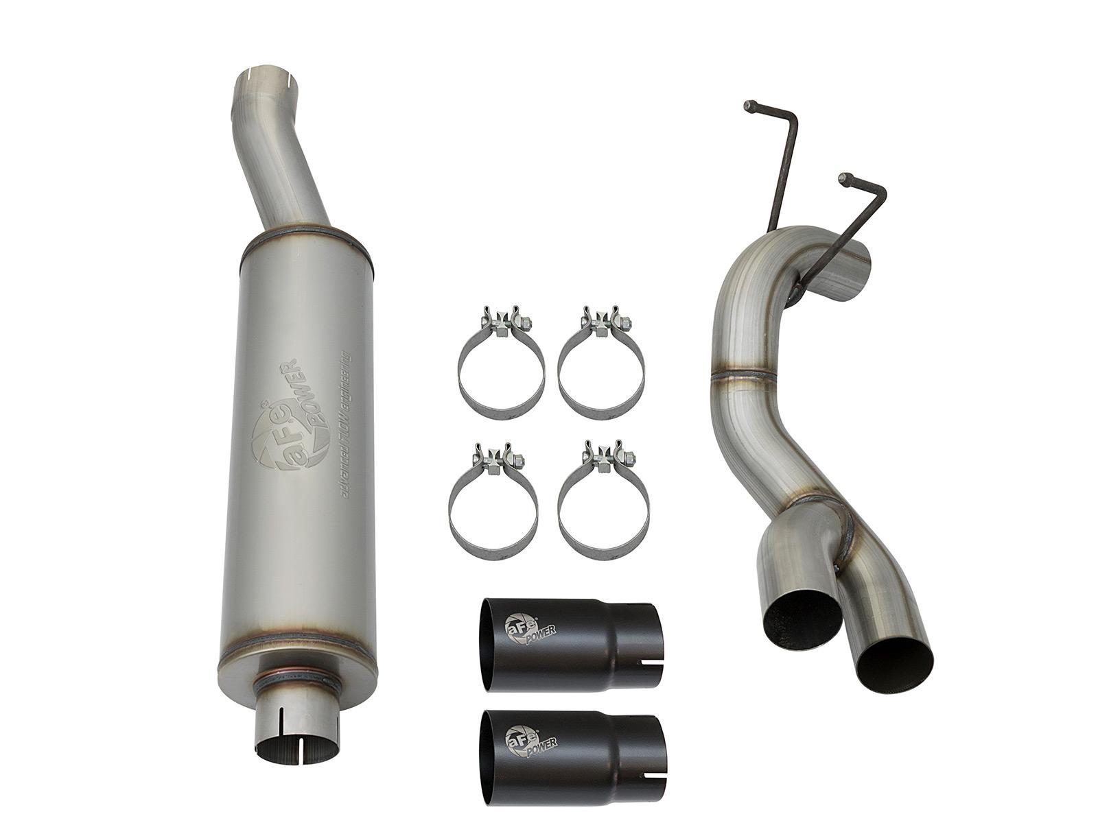 AFE Rebel Series 3-1/2 IN Stainless Steel Cat-Back Exhaust System w/Black Tip (2014-2018 2500, 3500) - 49-42057-B