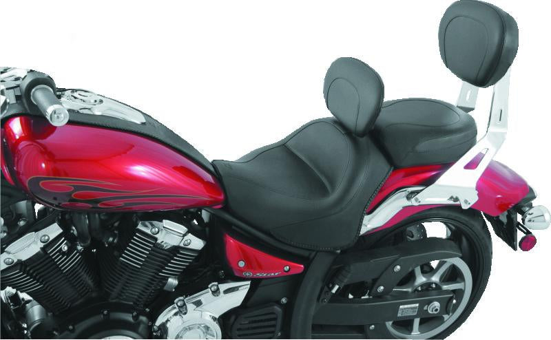 Mustang 11-17 Yamaha Stryker Standard Touring 2PC Seat w/Driver Backrest - Black