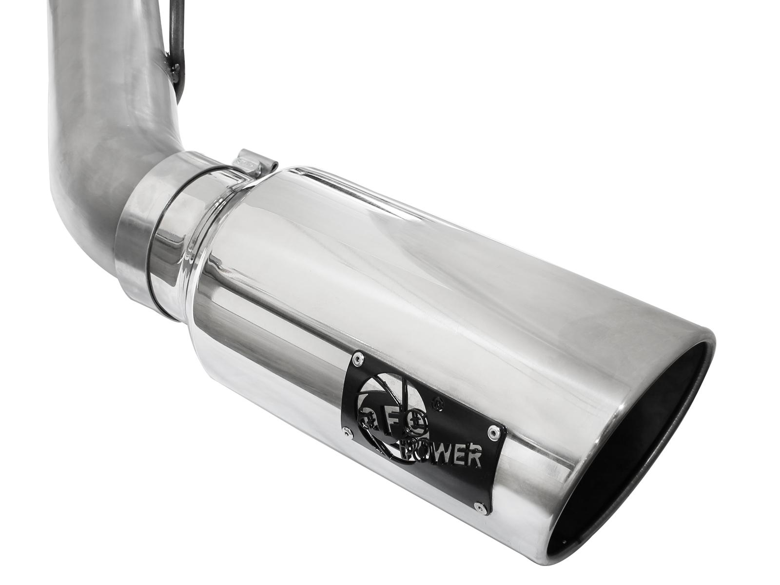 AFE Large Bore-HD 4 IN 409 Stainless Steel DPF-Back Exhaust System w/Polished Tip - 49-43065-P