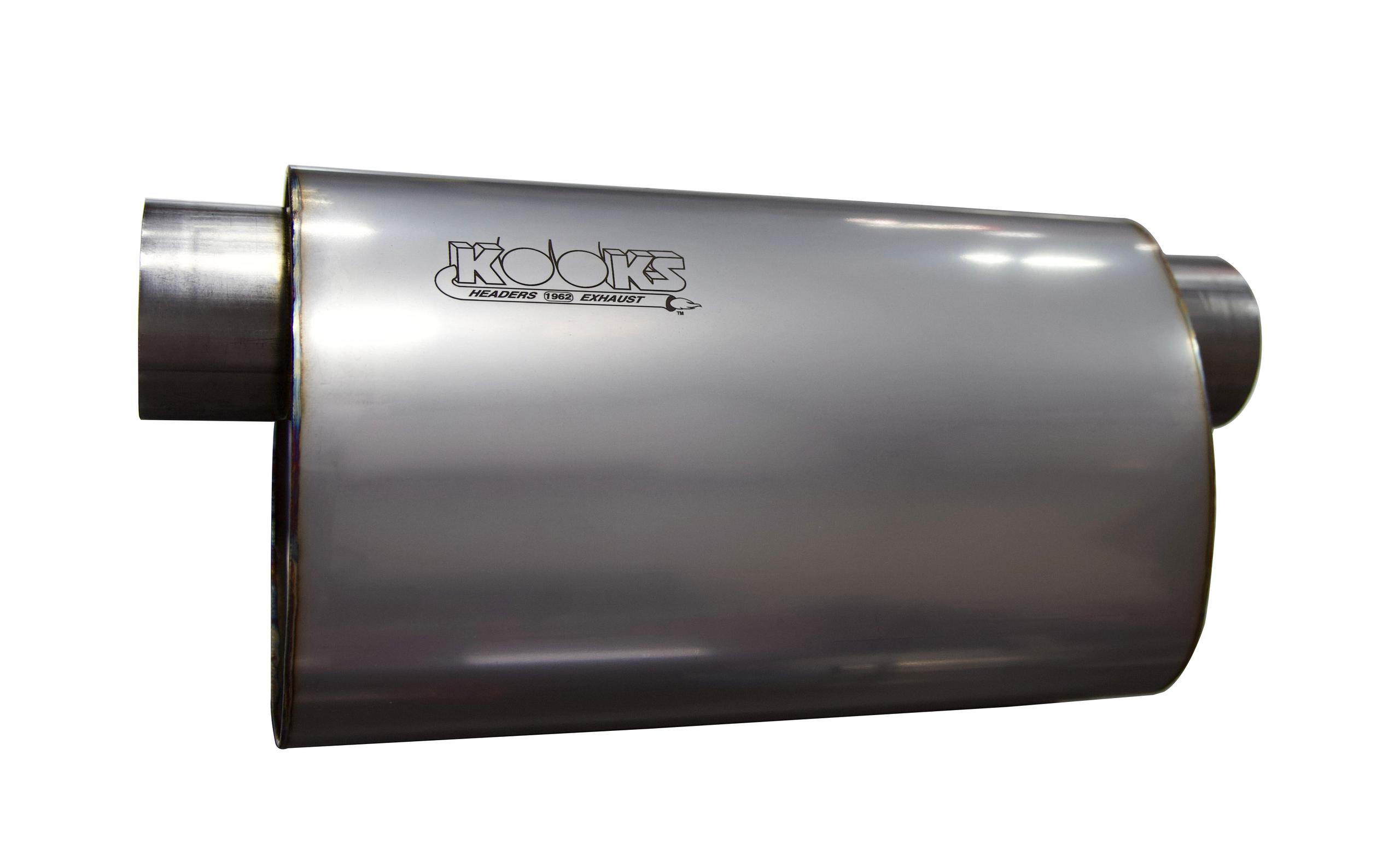 Kooks 3" Oval Offset/Offset (Same Side) Muffler 14" Long Body. Stainless Steel. - MUF-014