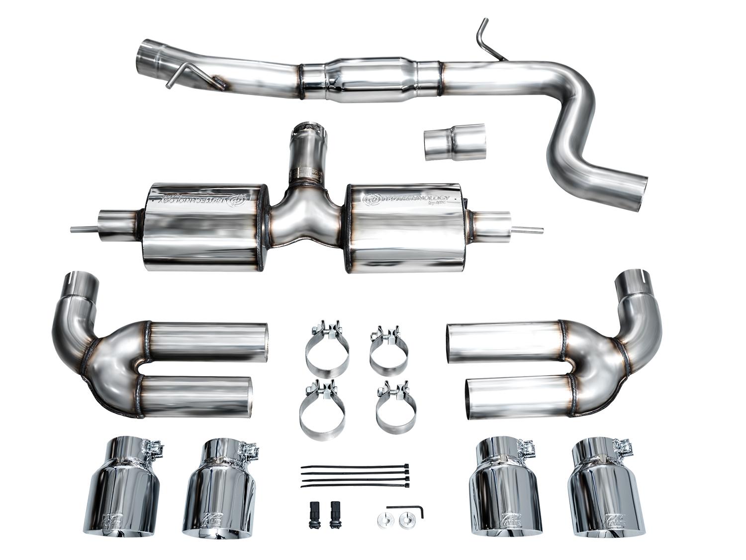 AWE Touring Edition Exhaust for Audi 8Y S3 - Chrome Silver Tips - 3015-42897